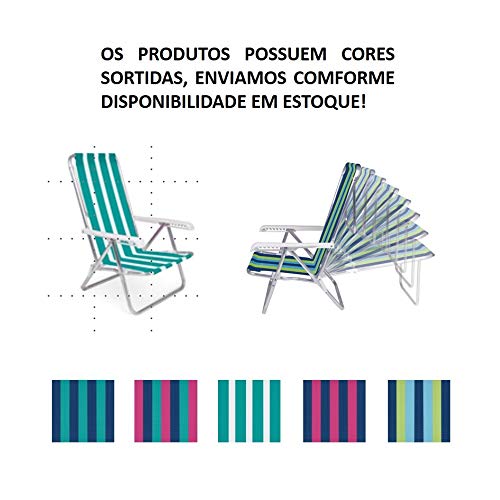 Kit Praia Carrinho C/Avanço + 4 Cadeira Reclin Alum 8pos + Gurda Sol 1,8m + Saca Areia - Mor
