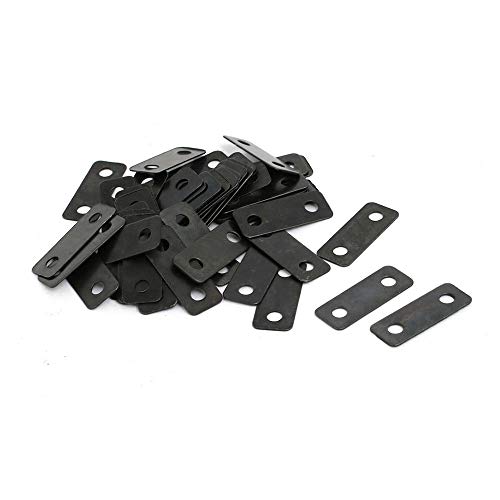 YC 50pcs Soportes De Metal Ángulo, Esquina Plana Brace Ángulo De La Placa Soporte De Reparación, La Reparación Placas De Unión De Reparación Soporte De Fijación De Conector 24 × 9 × 0,5 Mm Negro