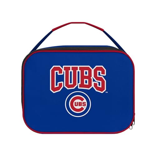 FOCO MLB Unisex-Adult Officially Licensed Wordmark Team Color Big Logo Baseball Zip Closure 7L Lunch Bag - Chicago Cubs