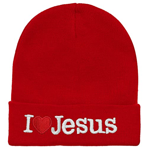 Bonnet de ski brodé rouge toutes saisons avec motif brodé chrétien doux