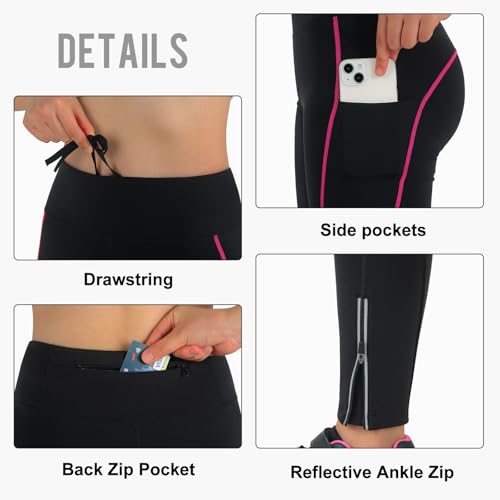 SPOEAR Calça feminina de ciclismo de lã térmica acolchoada para clima frio e compressão, Linha rosad