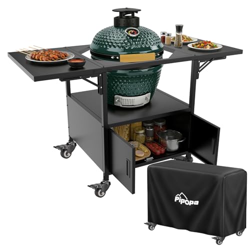 Pipopa Big Green Egg Stand Table|3 Storage|Egg BBQ Grill 530Lbs|Kamado Joe