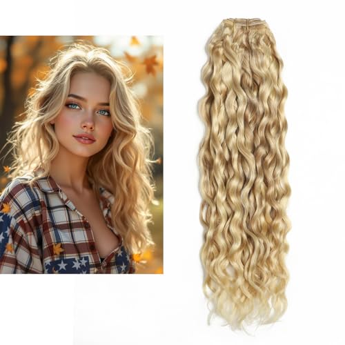 Larafona Extensiones de pelo humano rizado rubio, 100 % Remy, extensiones de pelo rizado, extensiones de cabello humano rizado, P27/613# 30 cm