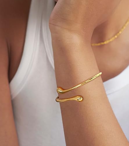Dainty Thin Cuff Bangle Bracelets for Women Adjustable Gold Cuff Bracelet Minimalist Gold Open Bangle Wrist Cuff Bracelets3