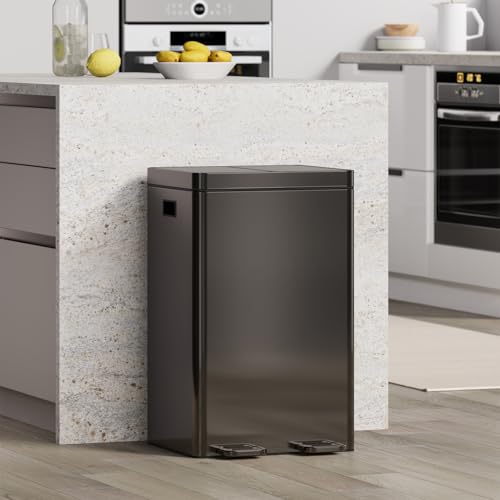 Garvee 2×8 Gallon Stainless Steel Dual Trash Can Pedal Soft Close - Black - image 8