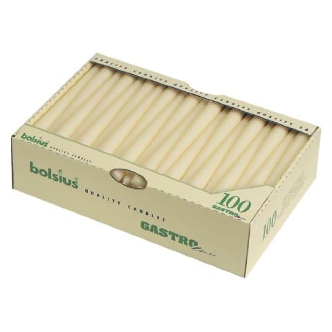 Bolsius Tapered Dinner Candles - 10 Inch - 100 Pack - Ivory Cover