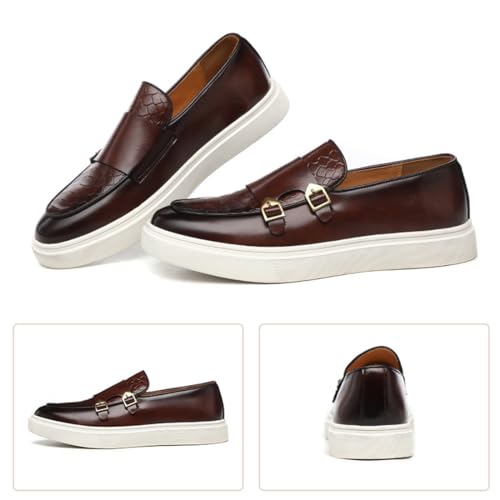 Men's Monk Strap Penny Loafers Leather Casual Slip-on Loafer Boat Shoes Fashion Non-Slip Lightweight Comfortable Walking Shoes2