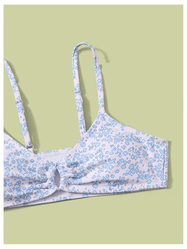 Image of QJQ Girl's 2 Piece Swimsuits Disty Floral Ring Linked Bathing Suit Cute Bikini Sets