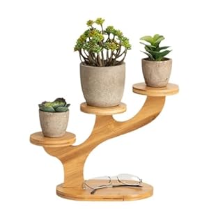 Wood Small Plant Stand,Window Sill Plant Shelf,Round Tabletop Plants Rack,Desktop Plant-Stand for Office Bedroom Dining Room Study (3 Tier)