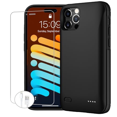 Battery Case for iPhone 12 Pro Max - 6.7 inch-10000mAh，Portable Rechargeable Charger Case Extended Battery Pack with 1x Screen Protector & 1x Cable for iPhone 12 Pro Max Protective Charging Cover