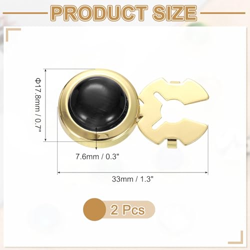 uxcell 2Pcs Mens Button Covers, Copper Button Covers Cufflinks for Formal Shirts Tuxedo Business Wedding Party Birthday (Black, Gold) by uxcell - Used condition - Image 2