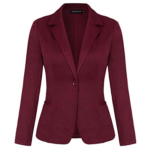 Mintlimit Blazers For Women Casual Long Sleeve Button Front Stretchy Cardigan Work Office Blazers Jacket With Pockets (Wine Red, Size Xl) #TOP14