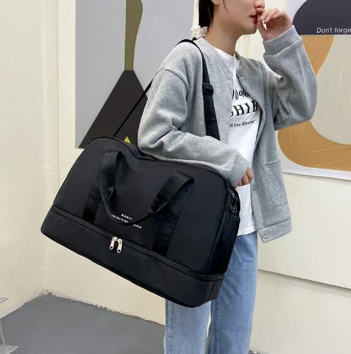 Bolsa Mala Fitness Academia Viagem Unissex Transversal Casual Masculino e Feminina Impermeável (Pret