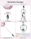 Uniclife Cute Retractable Keychain, Pink Marble Retractable Badge Holders Key Ring, Extendable Badge Clip for Keys and ID Card, Heavy Duty Badge Reel with Carabiner - Image 5