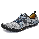 SAGUARO Barefoot Shoes Men Wide Toe Box Minimalist Trail Runner Sneakers Mens Fitness Gym Shoe FastⅠSize US 13.5 Women/11.5 Men Silver Grey