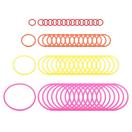 PATIKIL Plastic Toss Ring 4 Sizes, 60 Pack Sports Rings Toss Game Speed and Agility Practice Rings for Carnival Outdoor Games Supplies Bean Bag Throwing Yard Games, 4 Colors