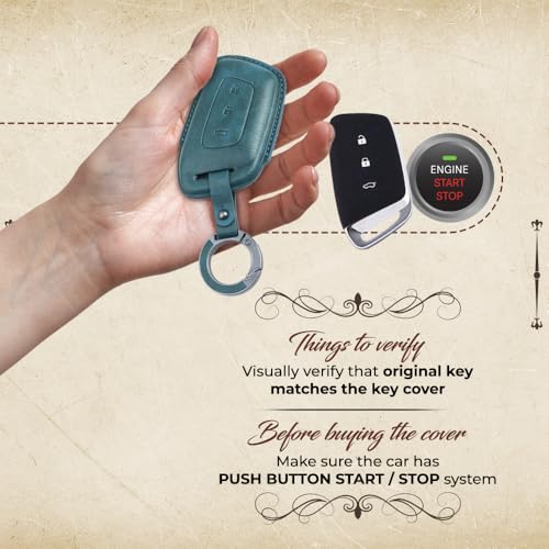 Image of keyzone dual leather key cover for MG Hector 3 button smart key