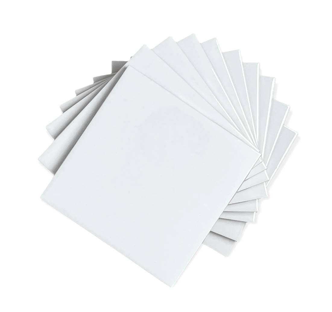 6 in Ceramic Tile Gloss 6x6 Box of 8 Piece for Bathroom Wall and Kitchen Backsplash by Tenedos (White)