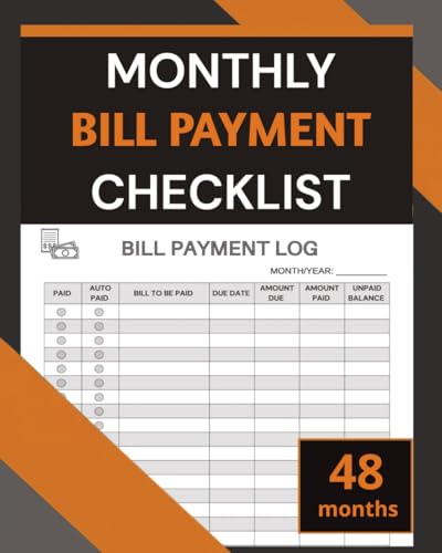 Monthly Bill Organizer & Budget Planner: Track Bills, Expenses, Debt & Income | 4-Year Household Financial Tracker with Checklists