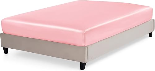 Miniatura 3 de P Pothuiny Sábana bajera de satén tamaño individual, 1 sábana bajera individual, funda de colchón extra suave con bolsillo profundo para cama de 12