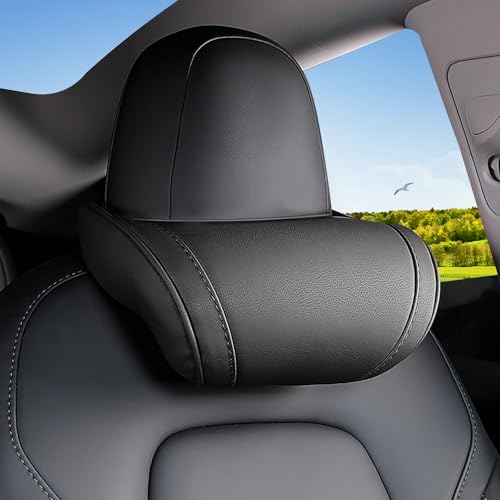 Erivis Car Neck Pillow for Tesla Model Y/3/S/X/Cybertruck Memory Foam Headrest Pillow Ergonomic Design Neck Support Seat Headrest Softness Comfortable Car Pillow (Black 1 Pack)