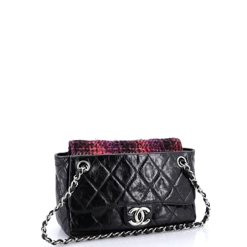 Pre-Loved Portobello Chain Shoulder Bag Quilted Glazed Calfskin and Tweed Small, Purple2