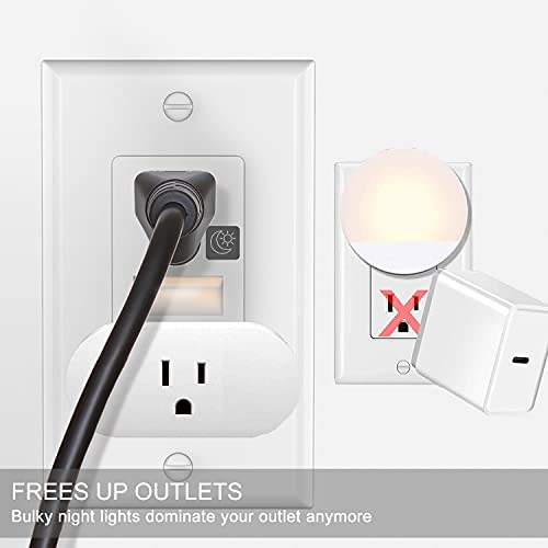 Sozulamp Led Night Light Outlet-Easy To Install,Nightlight Electrical Outlets,Standard Duplex Decorative Receptacle,15A 125V,2 Pole 3 Wire,Self Grounding,Outlet Covers Included (Glossy White,2 Pack) #TOP4