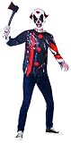 Smiffys Kit clown effrayant sinistre, avec haut & masque en latex, imprimé sublimation