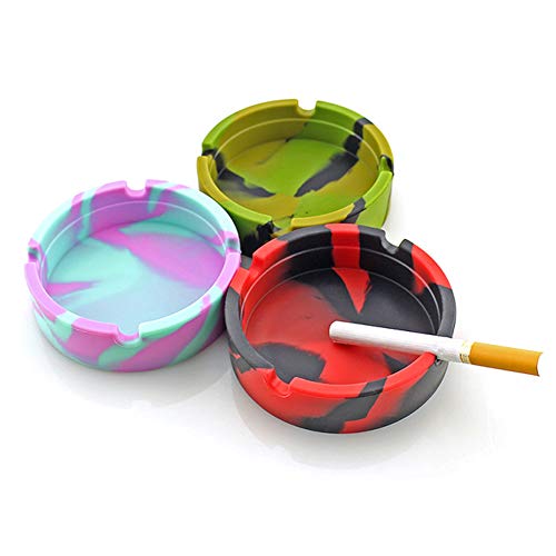 Cenicero redondo de silicona suave, resistente a altas temperaturas, resistente al calor, para interiores y exteriores, hogar, oficina, bar, 3 unidades