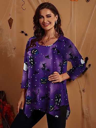 LARACE Plus Size Tops for Women 3/4 Sleeve Shirts Tunic Tops Loose Fit Basic Lady Clothes3