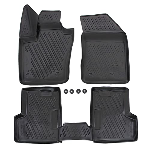 J&J Automotive | 3D Tappeti Tappetini Auto In Tpe Gomma Su Misura Per 500X Dal 2014, Con Bordo Alto, Nero, Antiscivolo, Inodore