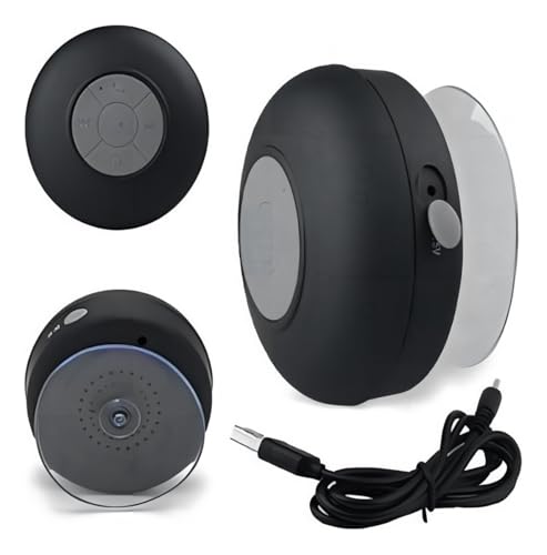Caixa de Som Bluetooth à Prova D'água para Banheiro, Mini Alto-falante Portátil com Ventosa, Preto