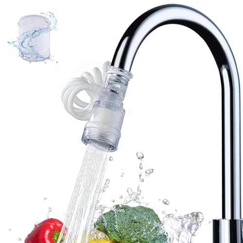 Swivel Kitchen Faucet Extender, Bathroom Sprayer Attachment with Filter, Sink Water Faucet Aerator Replacement, 31.5inch(80cm) Extension Length, Connected by Magnetic