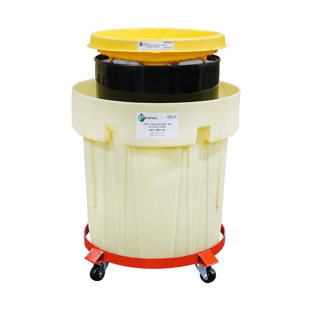 Enpac Poly Spill Collector 66 Shell Only, Yellow, Durable, Holds (1) 55-gallon Drum, Polyethylene, UV Resistant