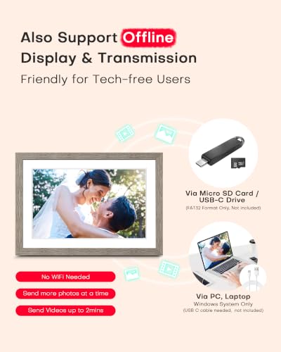 Image of Digital Picture Frame, 10.1'' WiFi Frameo Electronic Photo Frame Slideshow | Share Photos via Frameo APP, 1280x800 IPS Touchscreen, 32GB, Auto-Rotate, Easy to Use, Birthday Housewarming Gifts for Women
