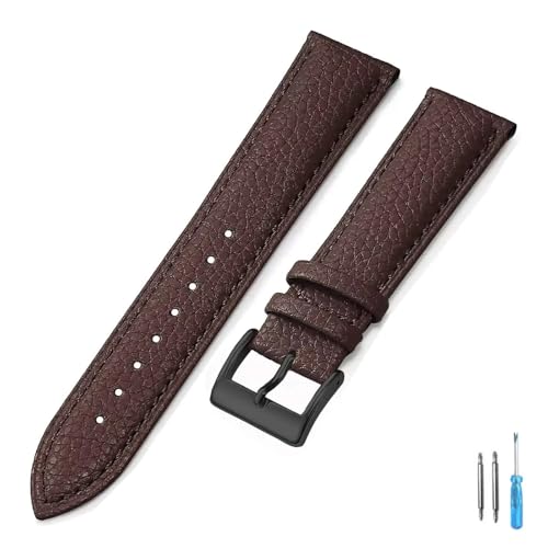 [KRFGKHAUR] Genuine Leather Watch Band 18mm 20mm 22mm 24mm Strap for Man Women Wrist Watchband(Brown-BK,20mm)