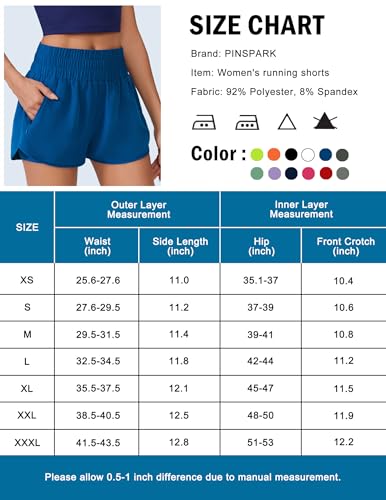PINSPARK Shorts de corrida feminino de secagem rápida, cintura alta, golfinho, atlético, short 2 em