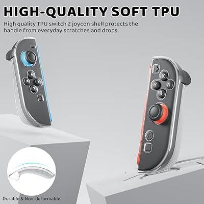 PAWDIARY Clear Switch 2 Controller Case Cover, Handheld Left and Right Controller Switch 2 Grip Skin Softshell with Comfort Ergonomic, Transparent Diamond Design Handle Protector
