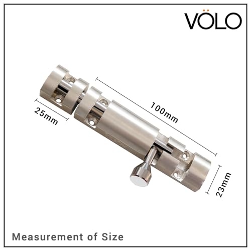 Image of VOLO Aluminium Tower Bolt with Stainless Steel Rod - Heavy Duty Door & Window Latch for Home and Office | Main Door Tower Bolt | Kundi /Chitakini | Pack of 2 Pieces (Silver, 4 Inch)