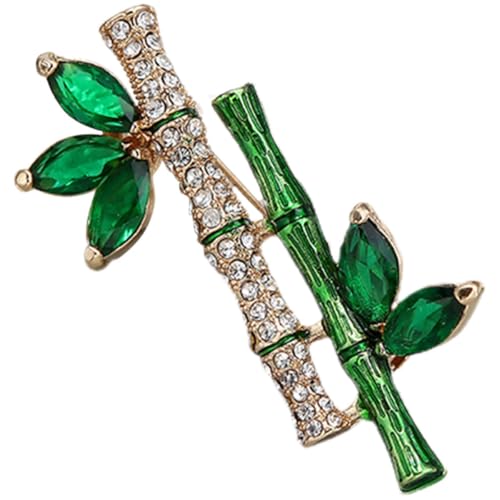 PATKAW Alfiler de Solapa de Bambú Vintage, Pin de Gemas de Imitación, Adorno Metálico para Ropa, Accesorio Decorativo para Mujer, 1 Pieza, Adecuado para Trajes y Mochilas