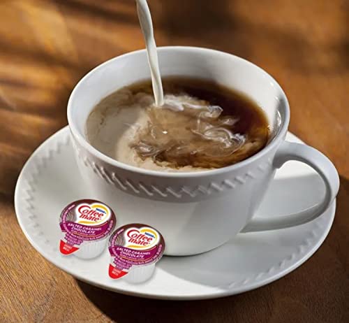 Nestle Coffee mate Liquid Coffee Creamer Singles, Salted Caramel Chocolate, 50 Ct Box (Pack of 2) with By The Cup Coffee Scoop