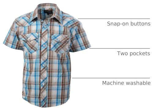 Image of Gioberti Boys Casual Western Plaid Pearl Snap-on Buttons Short Sleeve Shirt