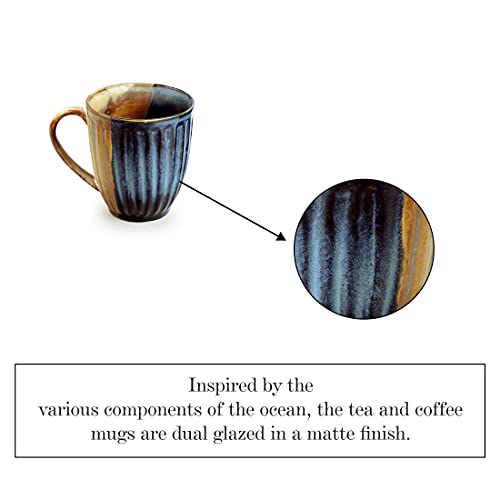 Image of ExclusiveLane 'Sea Meets Land' Handcrafted Ceramic Coffee Mug Set of 2 (300 ML, Microwave Safe & Dishwasher Safe) - Ceramic Coffee Mugs For Tea Mugs Set Ceramic Mugs Milk Mug Pottery Mugs
