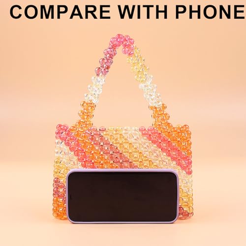 Beaded Purse Striped Handbag Bags for Women Y2K Sweet Fashionable Party Sweet Shoulder Bag for Vacation Travel Daily Use4