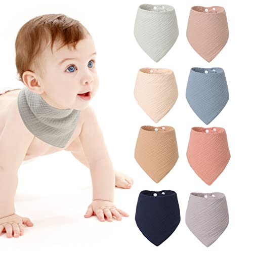 Image of Rapotti Baby Drool Bibs Cotton for Boys and Girls Solid Colors 8 Pack Baby Bids Set for Teething and Drooling