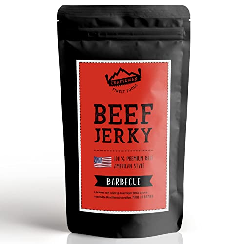 Craftsman Beef Jerky Probierpack | Set 4 x 50g (200g) | ORIGINAL, BBQ, TERIYAKI, HOT & SWEET | Trockenfleisch aus Deutschland - Bayern | American Jerky Beef Mix | Meat Snack MADE IN GERMANY