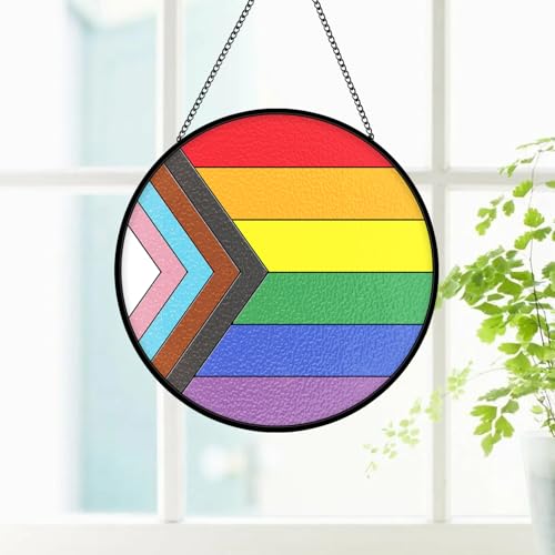 Custom Size Progress Pride Rainbow Flag Suncatcher