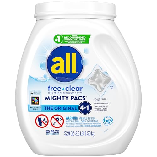 Image of all Unit Dose Laundry Detergent, Mighty Pacs, Free Clear, 80 Count
