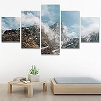 SIGNWIN 5 Panel Canvas Wall Art Mountainscape for Home Decorations Ready to Hang - 60