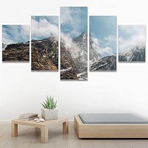 SIGNWIN 5 Panel Canvas Wall Art Mountainscape for...